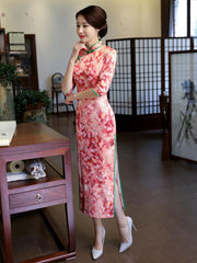 Floral Printed Silk Improved Long Cheongsams