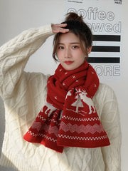 Christmas Classic Snowflake Printed Knitted Scarf
