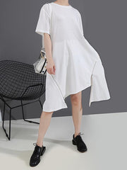 Simple Irregularity Solid Zipper Dress