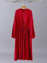 Retro National Double Cotton Long Sleeve Dress