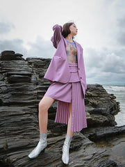 Women Pleated Asymmetric Skirt