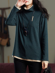 Pullover Solid High-Neck T-Shirt