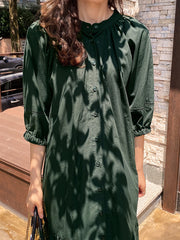 Loose Straight Ruffled Lantern Sleeve Dress