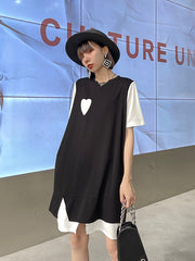 Stitching Contrast Color Split Loose Dress