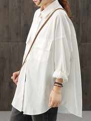 Loose Solid Casual Long Sleeves Blouse