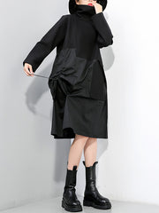 Women Stitching Solid Color Pullover Dress
