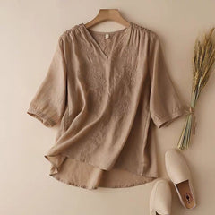 Loose Literary V-Neck T-Shirt