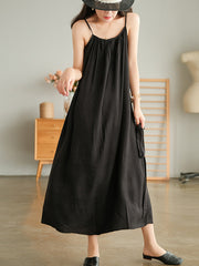 Simple Solid Color Sling Thin Sleeveless Dress