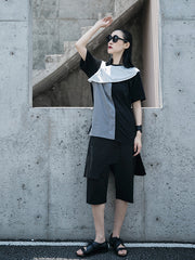 Colorblock Loose Casual Short Sleeve T-Shirt