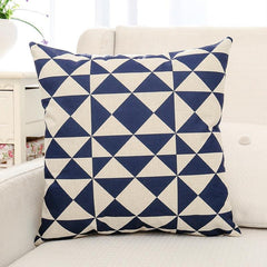 Blue Geometric Printed Cushion Pillow