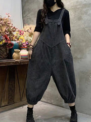 Corduroy Solid Color Casual Jumpsuit