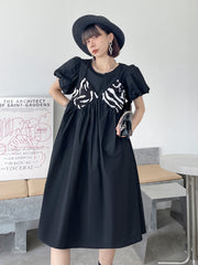 Summer Round Neck Printed Split-Joint Midi Dress