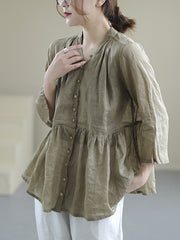 Sloid Color Seven-Quarter Sleeves Cardigan Tops