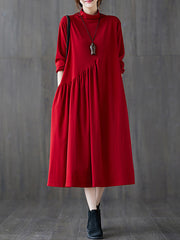 Men Simple Solid Color High Collar Dress