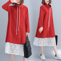 Loose Plus Size Lace Stitching Dress