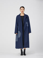 Loose Denim Flora Printed Long Outwear
