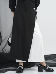 Colorblock Stitching High Waist Elastic Waist Slim Skirt