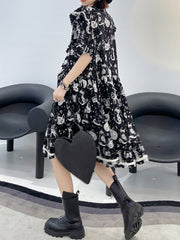 Loose Pleated Street Style Midi Dress