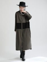 Stitching Contrast Color Loose Big Swing Long Sleeve Dress