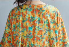 Literary Loose Printed Round Neck Casual Dress