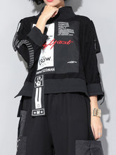Split-Joint Printed Mock Neck Sweatshirt