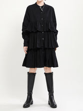 Women Stitching Lapel Long Sleeve Dress