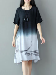 Loose Contrast Color Comfortable Short Dress