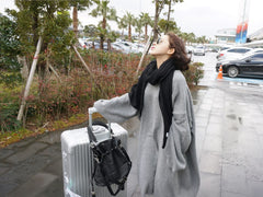 Loose Outer Wear Solid Color Mid-Length Sweater Dress