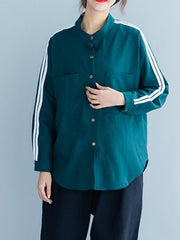 Loose Strip Cropped Shirt