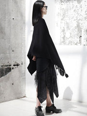 Simple V-Neck Knitting Cape Outwears