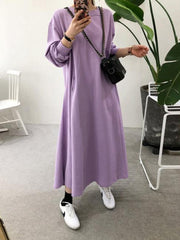 Round Neck Pocket Flared Midi Dress