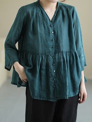 Sloid Color Seven-Quarter Sleeves Cardigan Tops