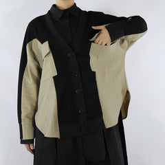 Casual Loose Shirt Patchwork Coat