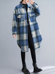Retro Loose Plaid Lapel Shirt