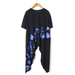 Women Loose Irregular Letter Print Short Sleeve T-Shirt