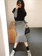 Loose Comfortable Wool 2-piece Skirts