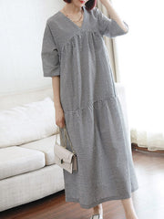 Original Black&White Plaid V-Neck Dress