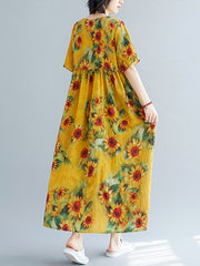 Original Floral Round-Neck Dress