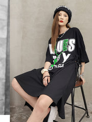 Letter Print Loose Straight Casual Dress