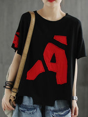 Original Applique Round-Neck T-Shirts Tops