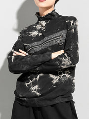 Women Tie Dye Long Sleeve Stand Collar Sweatshirt