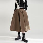 Original Design Solid A-Line High-Waist Skirt
