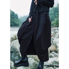 Women Single Breasted High Waist Solid Color Skirt