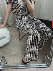 Summer Printed Simple V-Neck Loose Jumpsuit