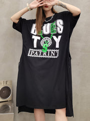 Letter Print Loose Straight Casual Dress