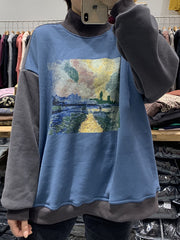 Split-Joint High-Neck Printed Sweatshirt