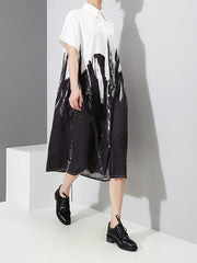 Casual Flower Print Lapel Shirt Dress