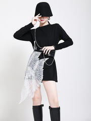 Round-Neck Embroidered Mini Dress