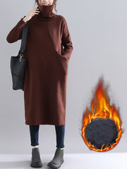 Loose Solid Color Casual Long Dress