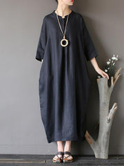 Loose Pure Color Cotton Long Robe